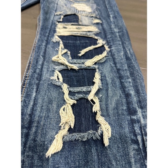 Encrypted Supply Co Mens Distressed Patchwork Straight Leg Blue Jeans 37x32 - Picture 5 of 16